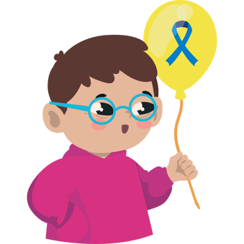 A boy holding a balloon with a blue ribbon png