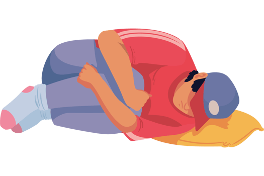 Illustration of a man sleeping on a pillow png