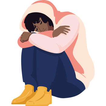 An illustration of a young woman sitting on the floor png