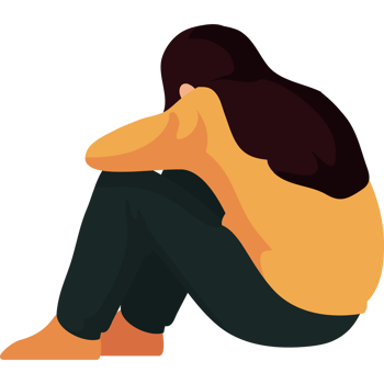 A person sitting on the floor with their head down png