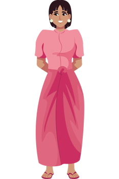 A cartoon woman in a pink dress png
