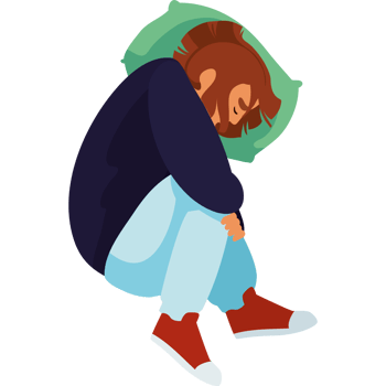 A cartoon girl sitting on the floor with her head down png