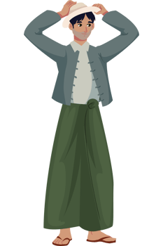 A cartoon man in a traditional dress png