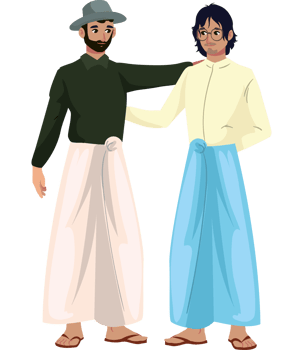 Two men in traditional clothing standing next to each other png