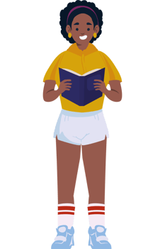 An african american girl reading a book png