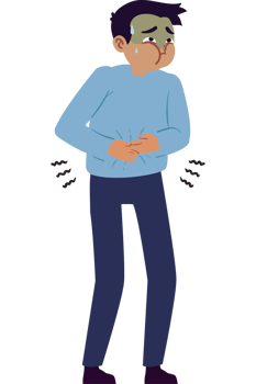 Illustration of a man with stomach pain png