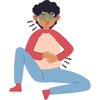 Illustration of a woman with stomach pain png