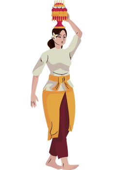 A cartoon woman in a traditional costume holding a cake png