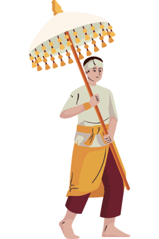 A man in traditional clothing holding an umbrella png
