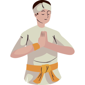 A man in a white outfit is doing a prayer png