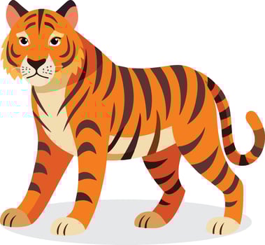 illustration of tigers. standing tiger running hunting pose. vector