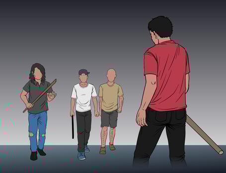 illustration of gang fight vector
