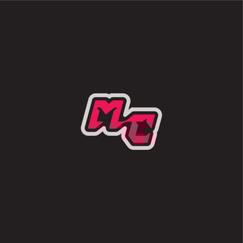 dynamic line monogram logo cool esport concept MC bold sporty gaming style letter vector