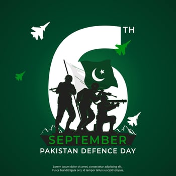 Youm-e-difa Pakistan illustration on a grungy and blurred background. 6 September 1965. vector