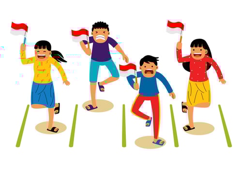 happy people Flag Race Competition vector