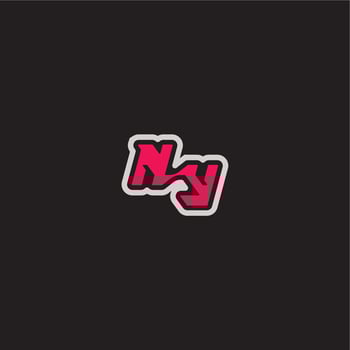 dynamic line monogram logo cool esport concept NY bold sporty gaming style letter vector