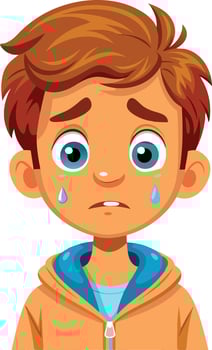 Portrait of a sad cartoon child showing his emotions vector