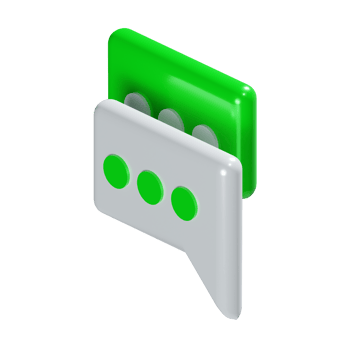 a 3d isometric bubble chat texting in green and white conversation icon png