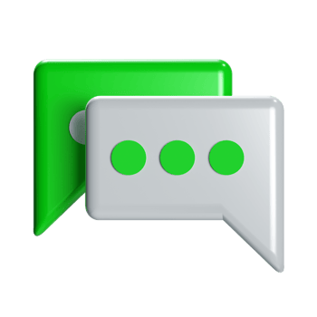 a 3d bubble chat texting in green and white conversation icon png