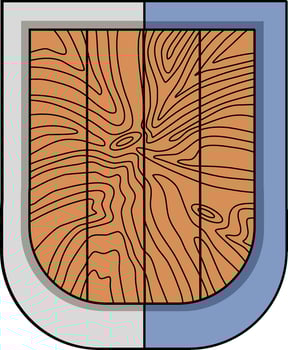 Wooden Shield with Blue and Grey Borders vector