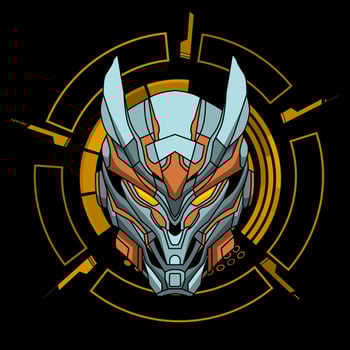 Illustration graphic of cyborg robot knight in black background vector