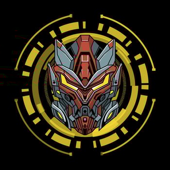 Mecha robot head illustration vector