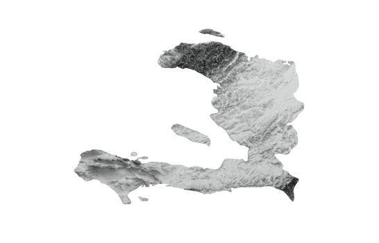 Haiti Map white Shaded relief Color Height map 3d illustration png