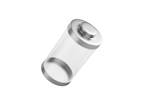 3d Abstract Transparent Empty Glass Battery With Metal Caps 3d Illustration png
