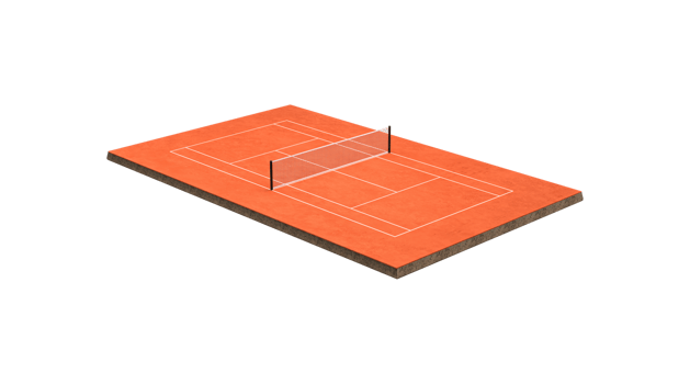Orange Clay Tennis Court Field With Net And White Lines Marking Boundaries 3D Illustration png