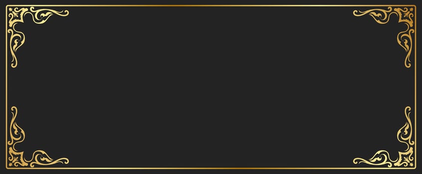 Vintage frame, Thai pattern frame, gold name plate on a black background. vector