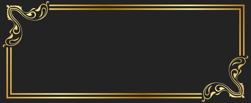 Vintage frame, Thai pattern frame, gold name plate on a black background. vector