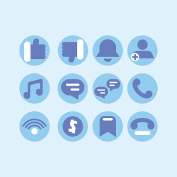 internet and social media icon set vector