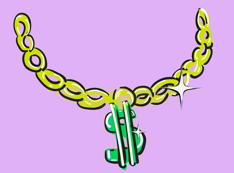 gold chain with dollar vector