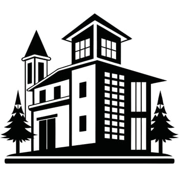 Real estate silhouette art Illustration with white background vector