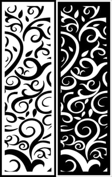 Beautiful black and white Pakkis flower cutting motifs vector