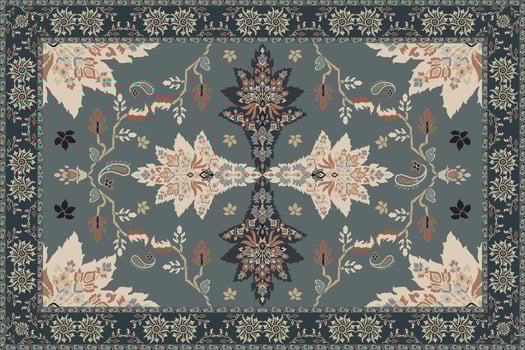 Vintage Arabic pattern. Persian colored carpet. Rich ornament for fabric design, handmade, interior decoration, textiles. Blue and beige background. vector