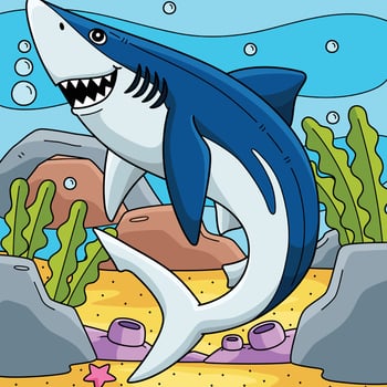 Great Blue Shark Colored Cartoon Illustration vector