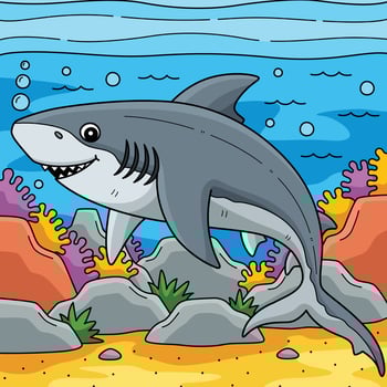 Bull Shark Colored Cartoon Illustration vector