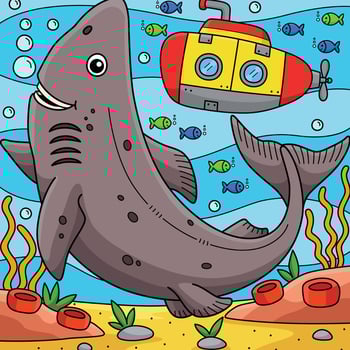 Greenland Shark Colored Cartoon Illustration vector