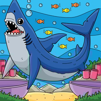 Mako Shark Colored Cartoon Illustration vector