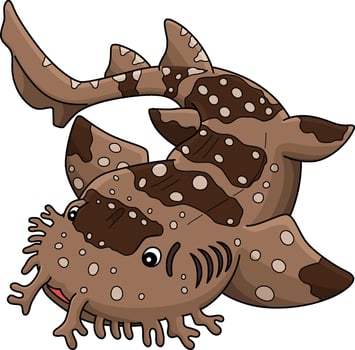 Wobbegong Shark Cartoon Colored Clipart vector