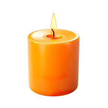 a burning orange candle isolated on transparent background png