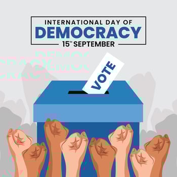 International Day of Democracy On September 15 background design template with clenched hand vector