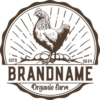 Vintage rustic hen logo design template vector