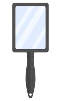 Black hand mirror flat icon isolated on white background. vector