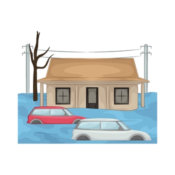 car submerged in flood vector