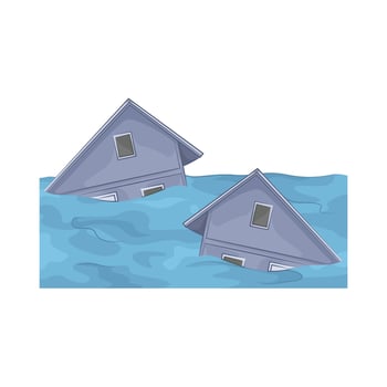 the house was swept away by the flood vector