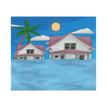 the house was affected by the flood vector