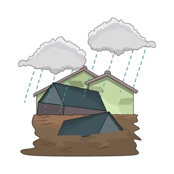 Flooded House During Torrential Rain vector