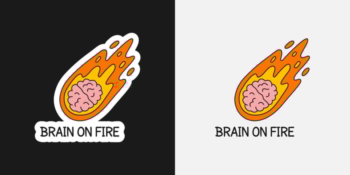 Cute Illustration of Flaming Brain Meteor. vector